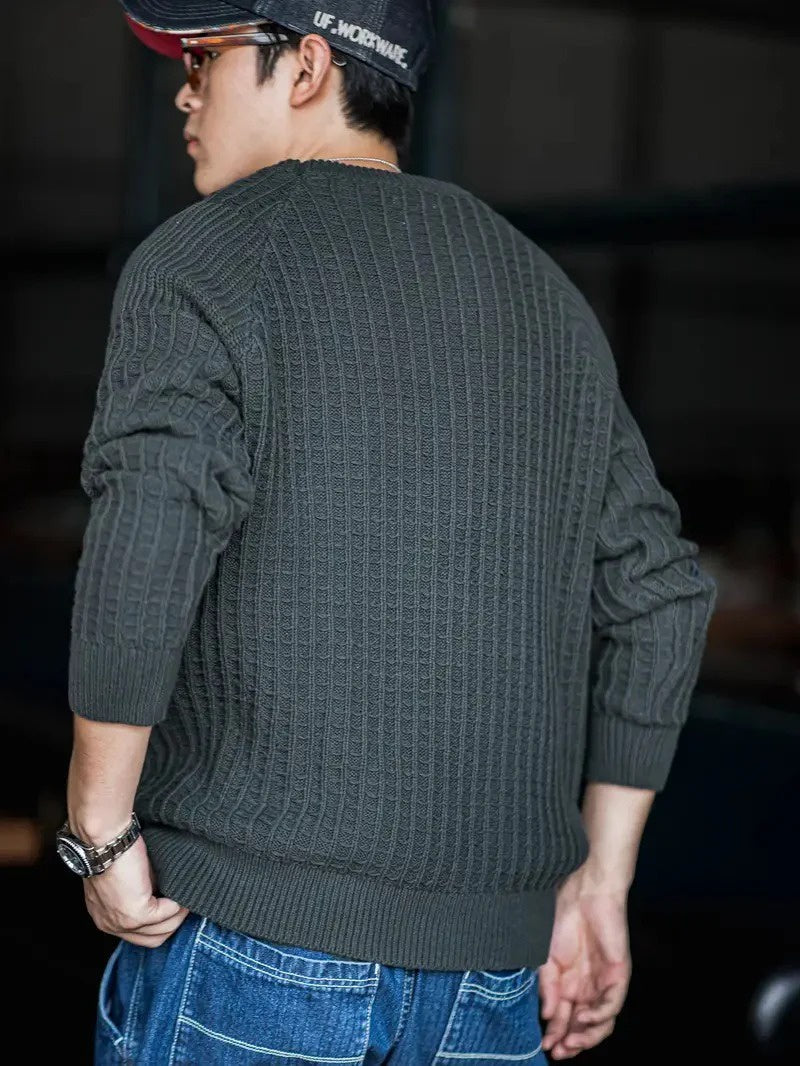 Men's Textured Knit Raglan Sleeve Sweater