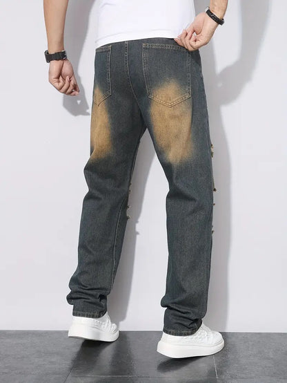 Men's Straight Leg Ripped Pants