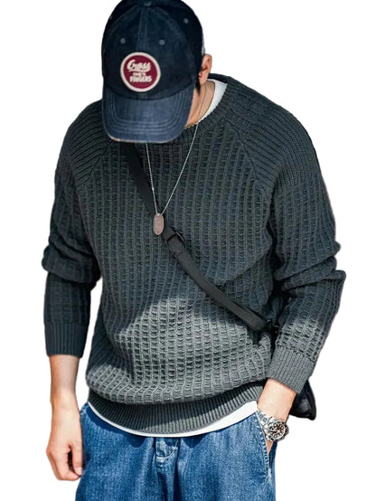 Men's Textured Knit Raglan Sleeve Sweater