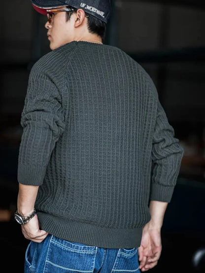 Men's Textured Knit Raglan Sleeve Sweater