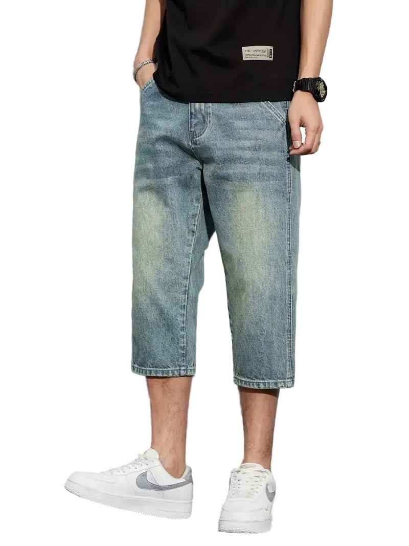 Men's Three-Quarter Length Shorts with Washed Finish