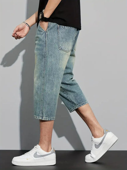 Men's Three-Quarter Length Shorts with Washed Finish