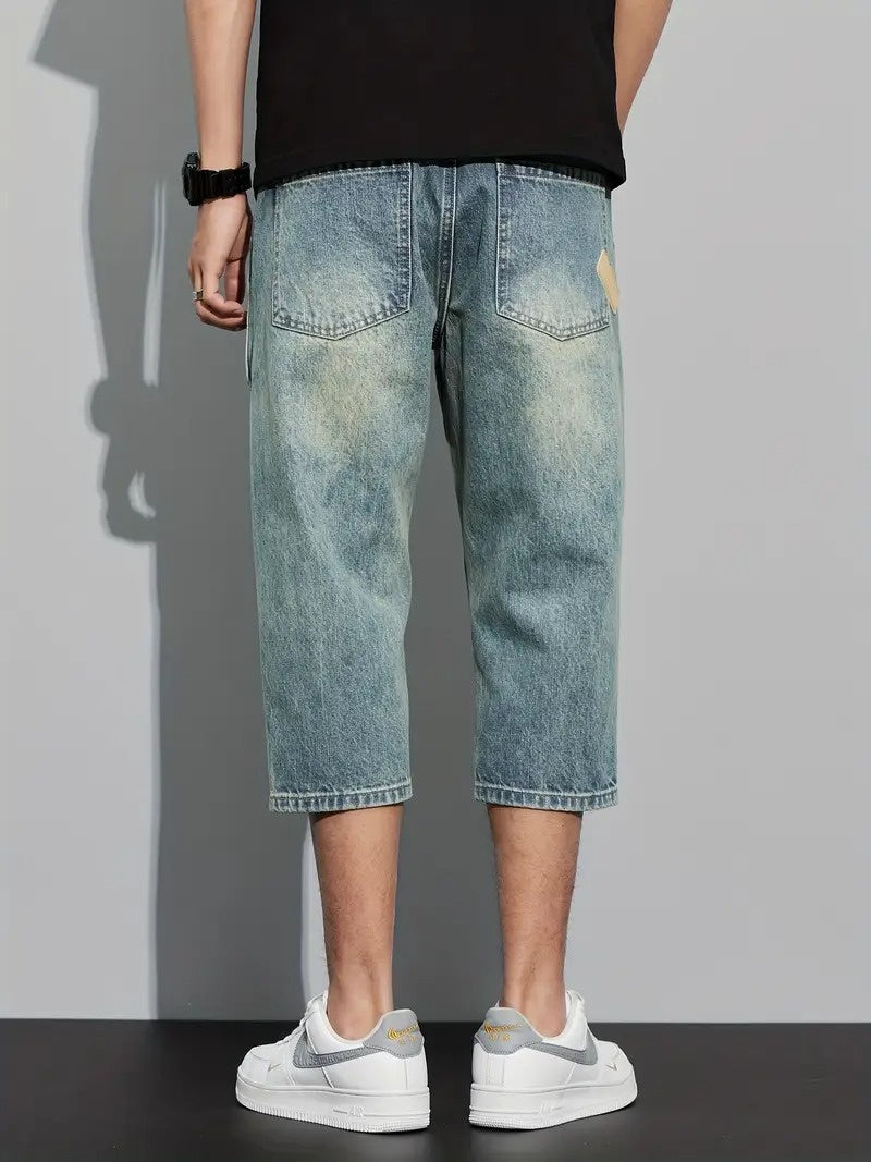 Men's Three-Quarter Length Shorts with Washed Finish