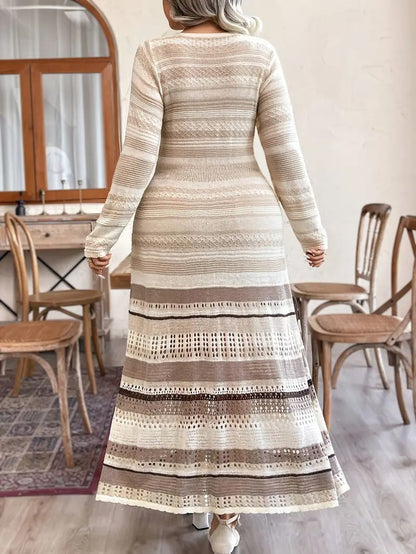 Women's Striped Knit Maxi Dress